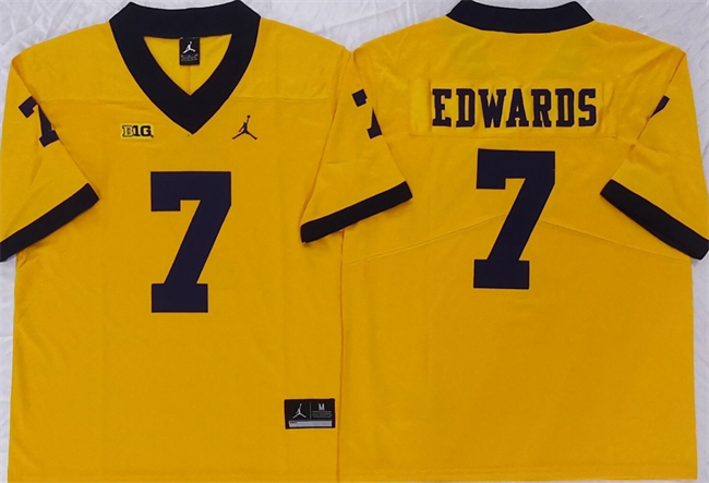 Men's Michigan Wolverines #7 Donovan Edwards Yellow Stitched Jersey